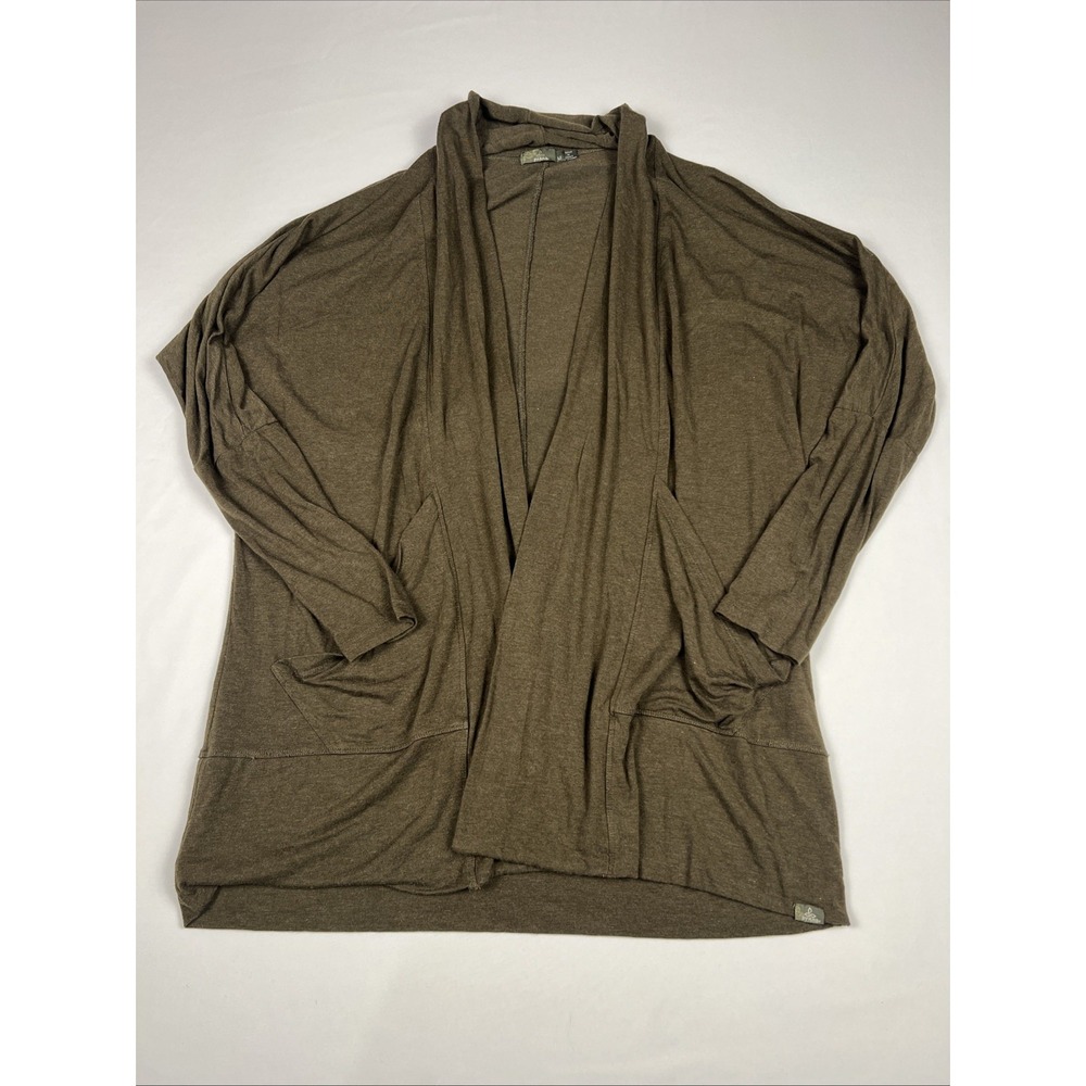 Prana Green Open Front Cardigan with Pockets Long Sleeve Size Medium